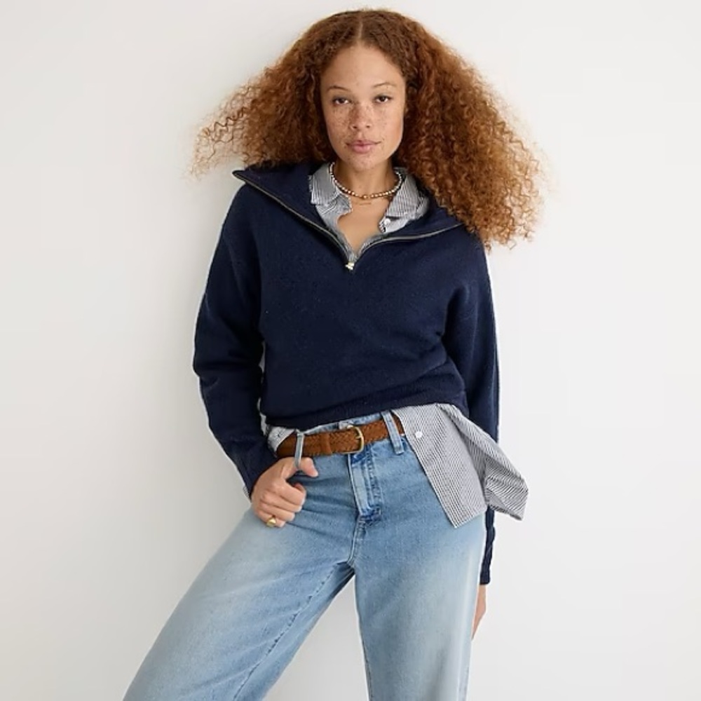 JCrew Relaxed half-zip stretch sweater